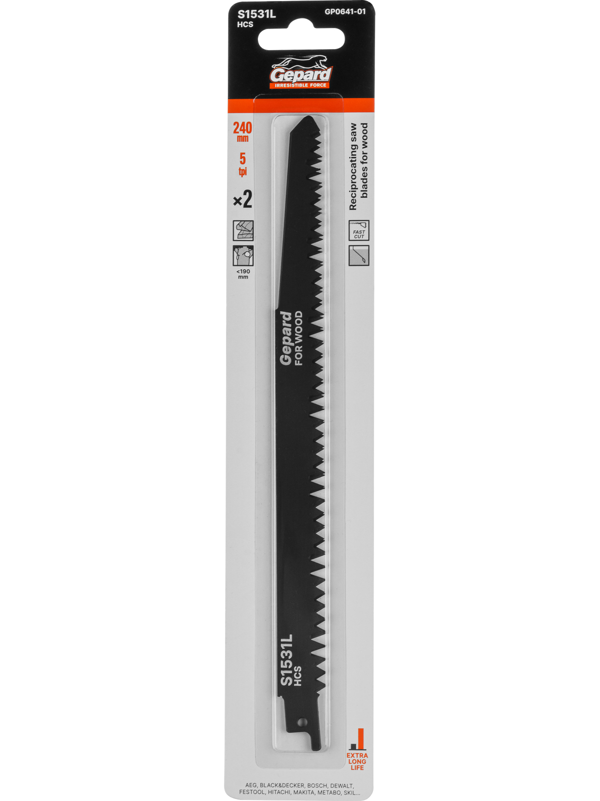 Пилка сабельная по дереву S1531L (2 шт.) GEPARD