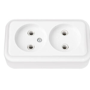 Розетка 2-ая (открытая, б/з) белая, Пралеска, Bylectrica