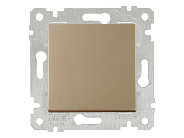 Выключатель 1-клав. (скрытый, без рамки, пруж. зажим) золото, RITA, MUTLUSAN