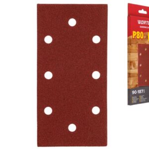 Шлифлист 90х187 мм Р80 д/дерева самосцепл. 8 отв. 5 шт. WORTEX