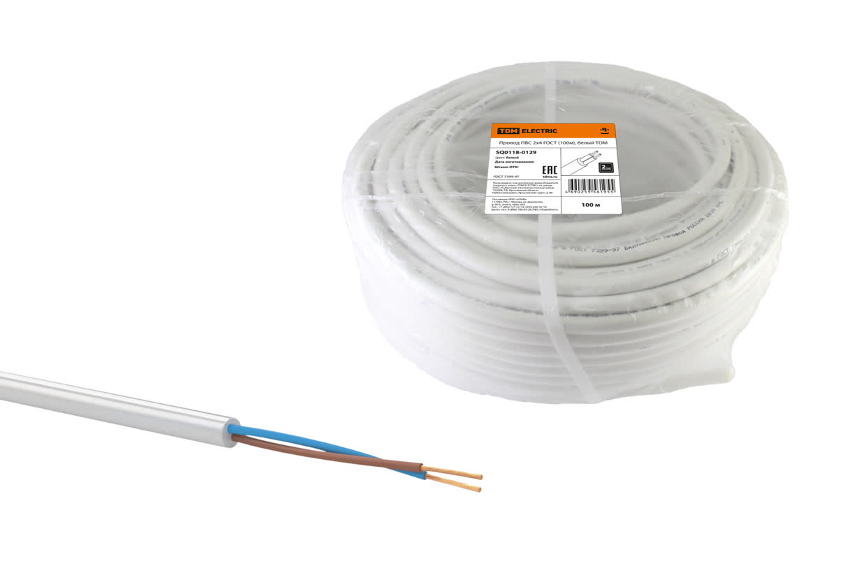 Провод ПВС 2х4,0 (бухта 100м) Б TDM