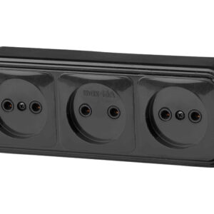 Розетка 3-ая (открытая, б/з) черная, Стандарт, Юпитер