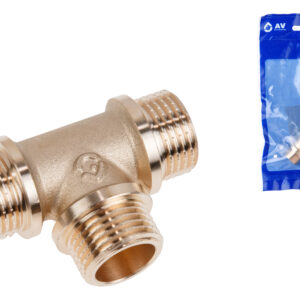 Тройник 1/2" нар.-нар.-нар. с ограничителем, AV Engineering (инд. упак.)