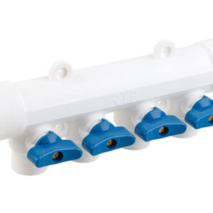 Коллектор с шар. краном син. PPR 32х20/4,  бел., РТП