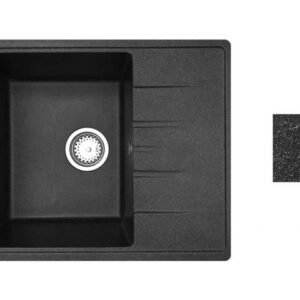 Мойка кухонная из искусственного камня PLATINUM черный 570х465 мм, AV Engineering