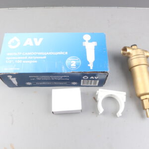 Фильтр самоочищающийся 3/4" нар. или 1/2" вн., 100 микрон, с манометром, AV Engineering (инд. упак