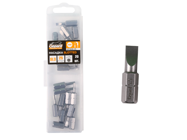 Насадка шлицевая SL5,5 25мм 20шт GEPARD (GP3608-25)