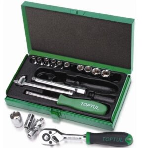 Набор головок 1/4" 4-13мм 17предм. 6гр. метал.кейс TOPTUL