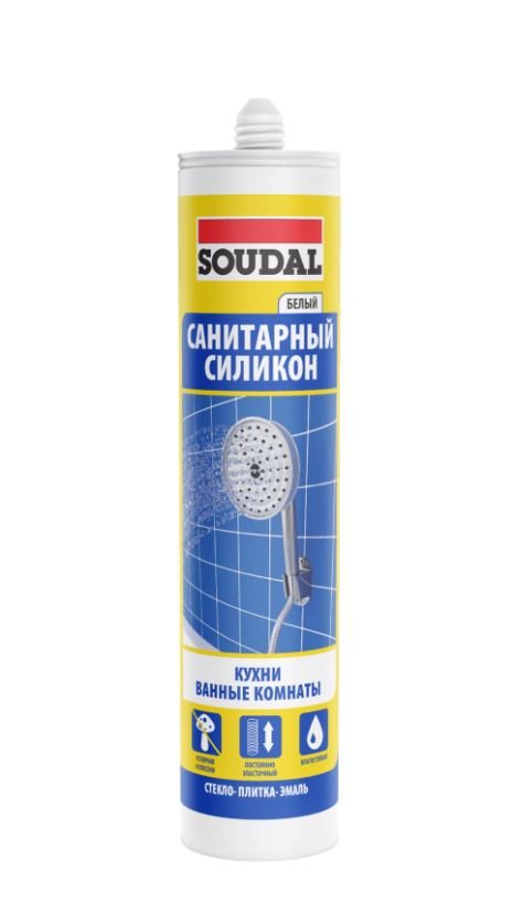Силикон санитарный "Soudal" КУХНИ ВАННЫЕ белый 280 мл