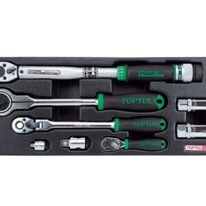 Набор-сет трещотки + динамометрический ключ 434х176мм TOPTUL