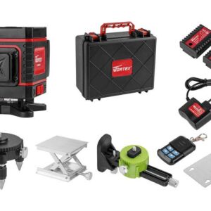 Нивелир лазерный WORTEX LL 0330-1 в чем. + аксессуары 3х360°, до 25 м, +/- 0.3 мм/м, зеленый