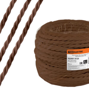 Ретро провод "Эко" 3х1,5 витой, коричневый (50м) TDM