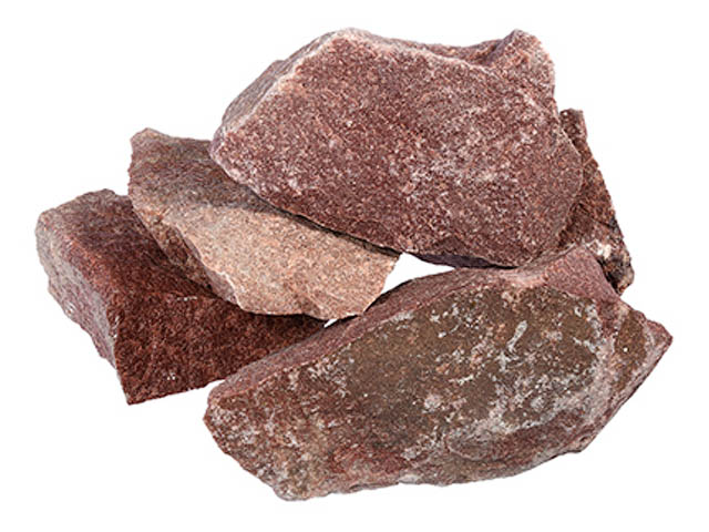 Камень Кварцит малиновый, колотый, в коробке по 20 кг, "Банные штучки"