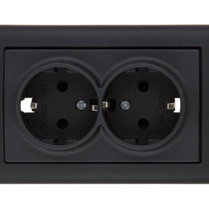 Розетка 2-ая (скрытая, с/з) черная, DARIA, MUTLUSAN