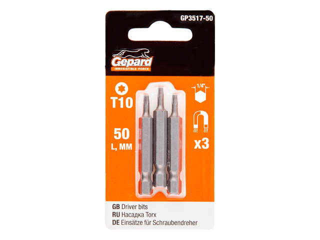 Насадка TORX T10 50мм 3шт GEPARD (GP3517-50)