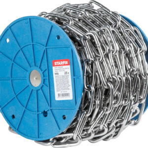 Цепь сварная длиннозвенная М6 нерж.сталь (А2), DIN 763 (бухта 25м) STARFIX