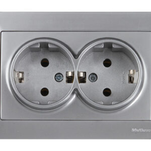 Розетка 2-ая (скрытая, с/з) серебро, DARIA, MUTLUSAN