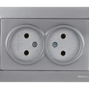 Розетка 2-ая (скрытая, б/з) серебро, DARIA, MUTLUSAN