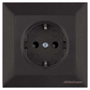 Розетка 1-ая (скрытая, с/з, шторки) черная, DARIA, MUTLUSAN