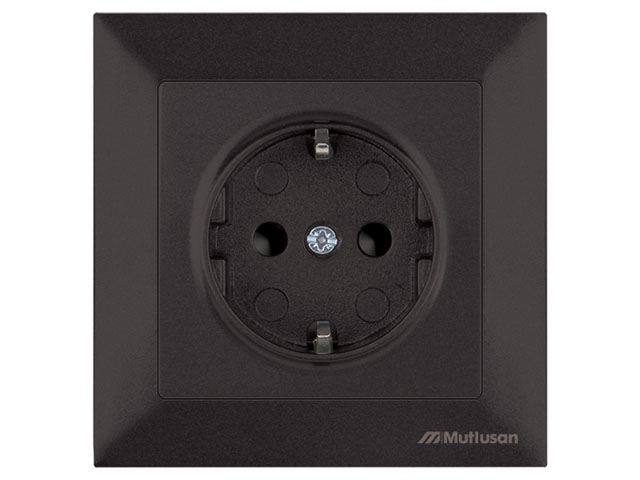 Розетка 1-ая (скрытая, с/з, шторки) черная, DARIA, MUTLUSAN