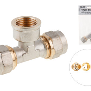 Тройник 16(2.0) х 1/2" вн. х 16(2.0) для труб PEX, AV Engineering (инд. упак.)