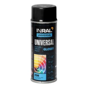 Краска-эмаль аэроз. универсальная черный глянец INRAL 400мл (9017)