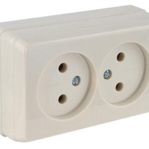 Розетка 2-ая (открытая, б/з) кремовая, BRON, MUTLUSAN