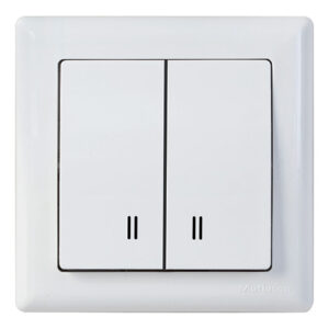 Выключатель 2-клав. (с подсветкой, скрытый, винт. зажим) белый, DARIA, MUTLUSAN