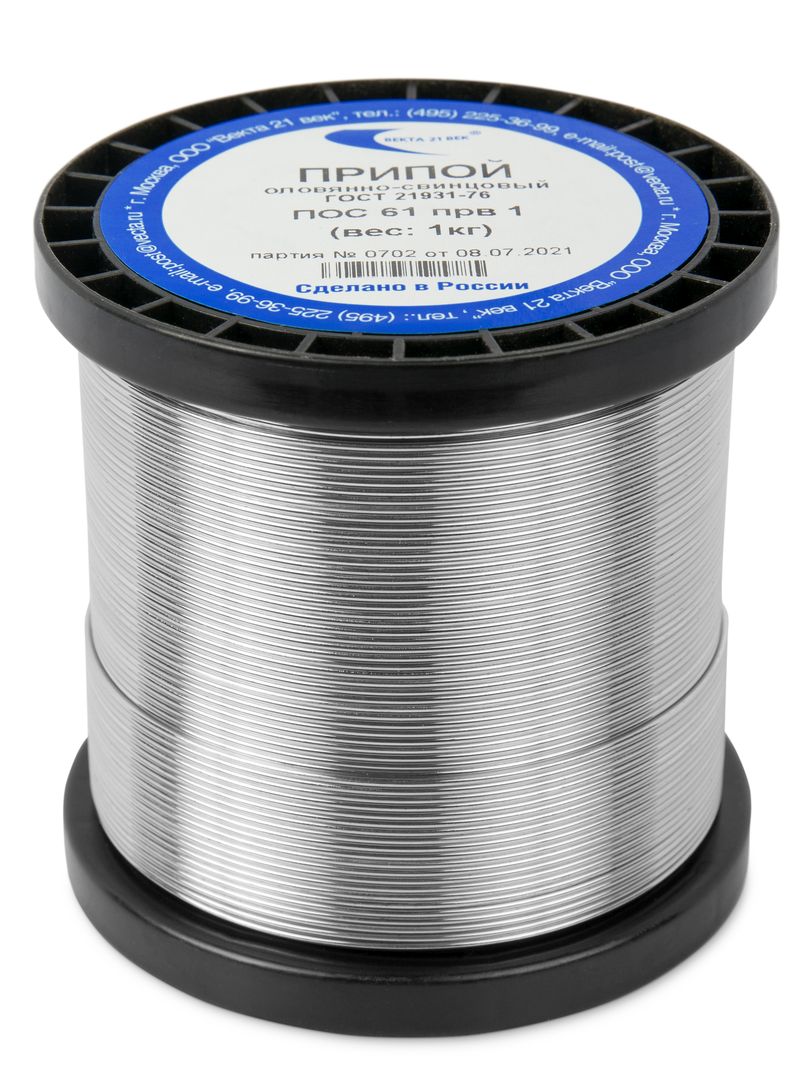 Припой ПОС 61 проволока, катушка ф1мм (1кг)
