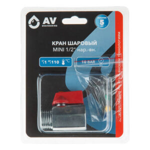 Кран шаровый MINI 1/2" нар.-вн., AV Engineering