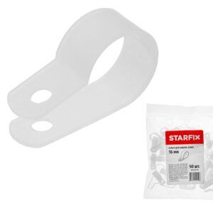 Серьга для кабеля 16 мм белая (50 шт в пакете) STARFIX