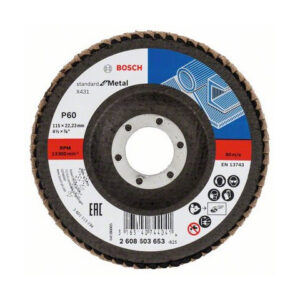 Круг лепестковый 115х22.2 мм K60 конический STANDARD FOR METAL BOSCH