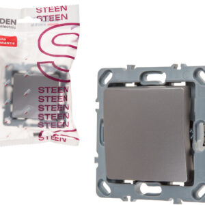 Выключатель проходной 1 клав. (скрытый, механизм, 10А) алюминий, Steen, LEIDEN ELECTRIC