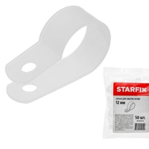 Серьга для кабеля 12 мм белая (50 шт в пакете) STARFIX