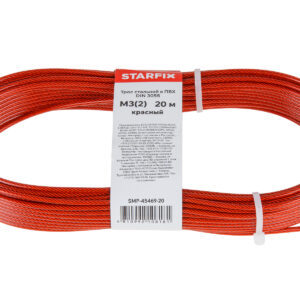 Трос стальной в ПВХ М3(2) DIN 3055 красный (моток 20 м) STARFIX