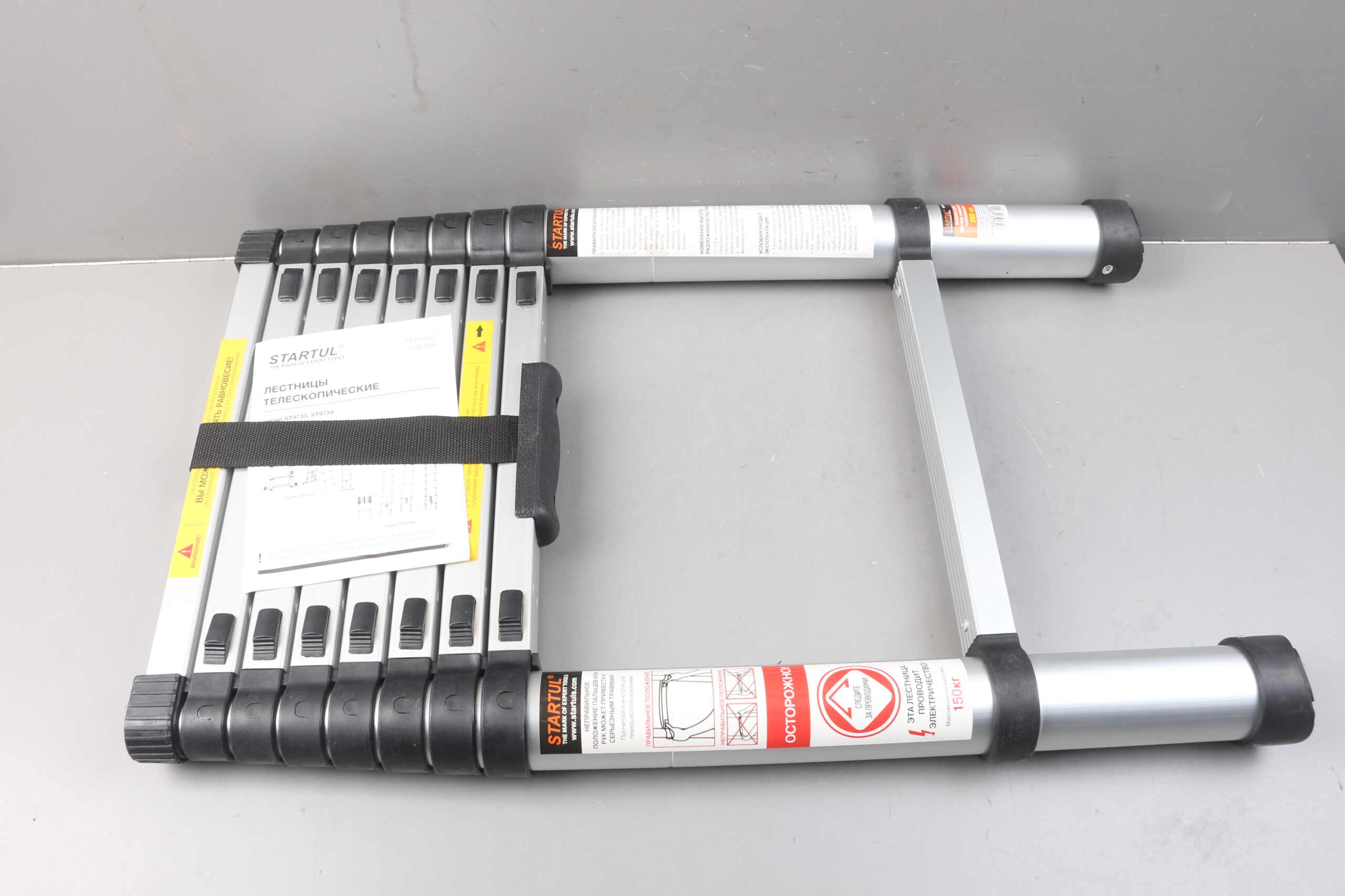 Лестница телескопическая 1-секц. алюм. 260см, 9 ступ. 6,4кг STARTUL (ST9734-026) уцененный (000505