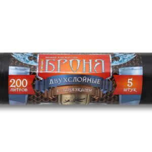 Мешки для мусора с завязками, 200 л, 5 шт, "БРОНЯ", черные, РОМАШКА