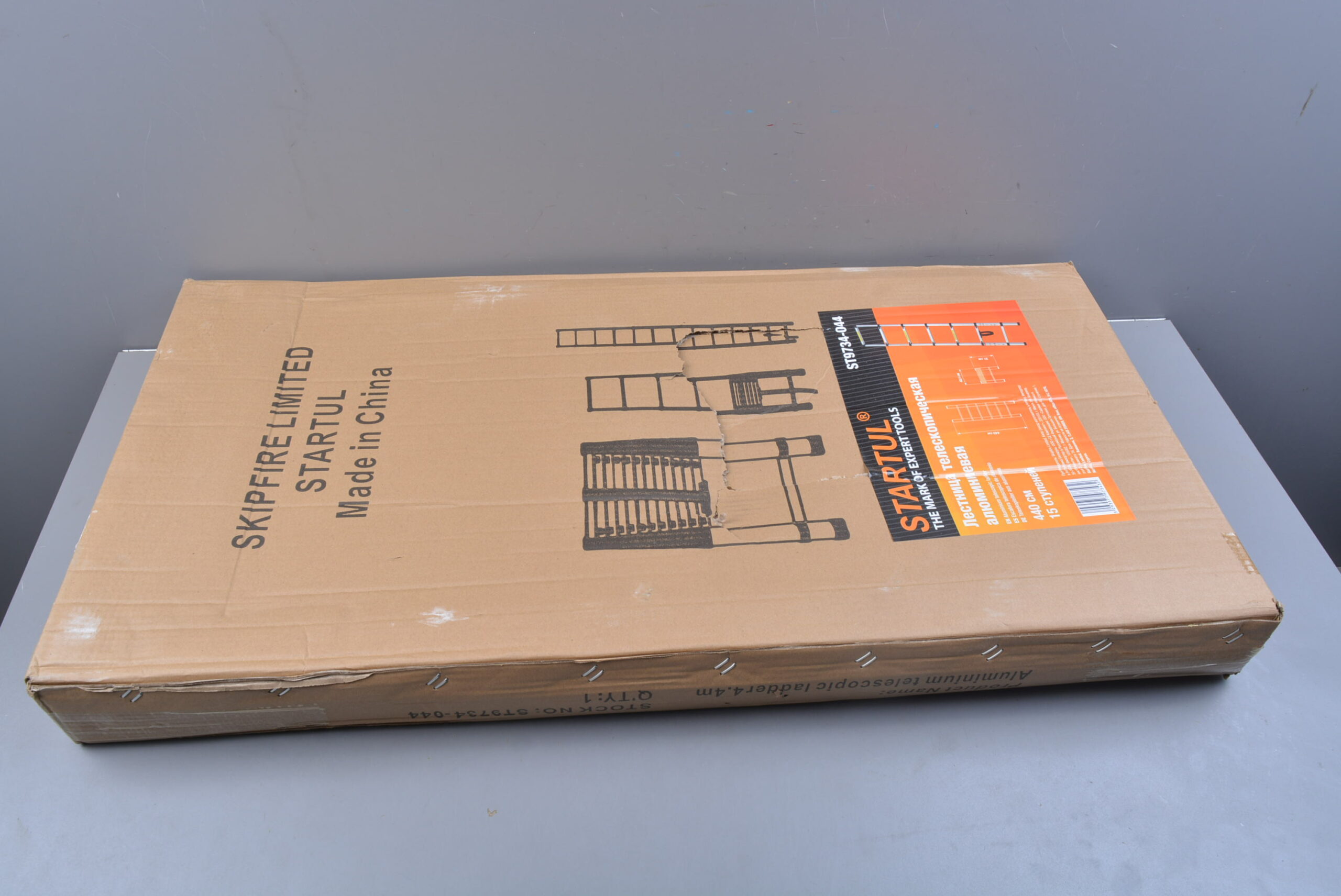 Лестница телескопическая 1-секц. алюм. 440см, 15 ступ. 12,1кг STARTUL (ST9734-044) уцененный (0312