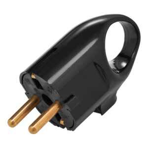 Вилка угловая с ушком (с/з, 16А, 250В) черная, Bylectrica